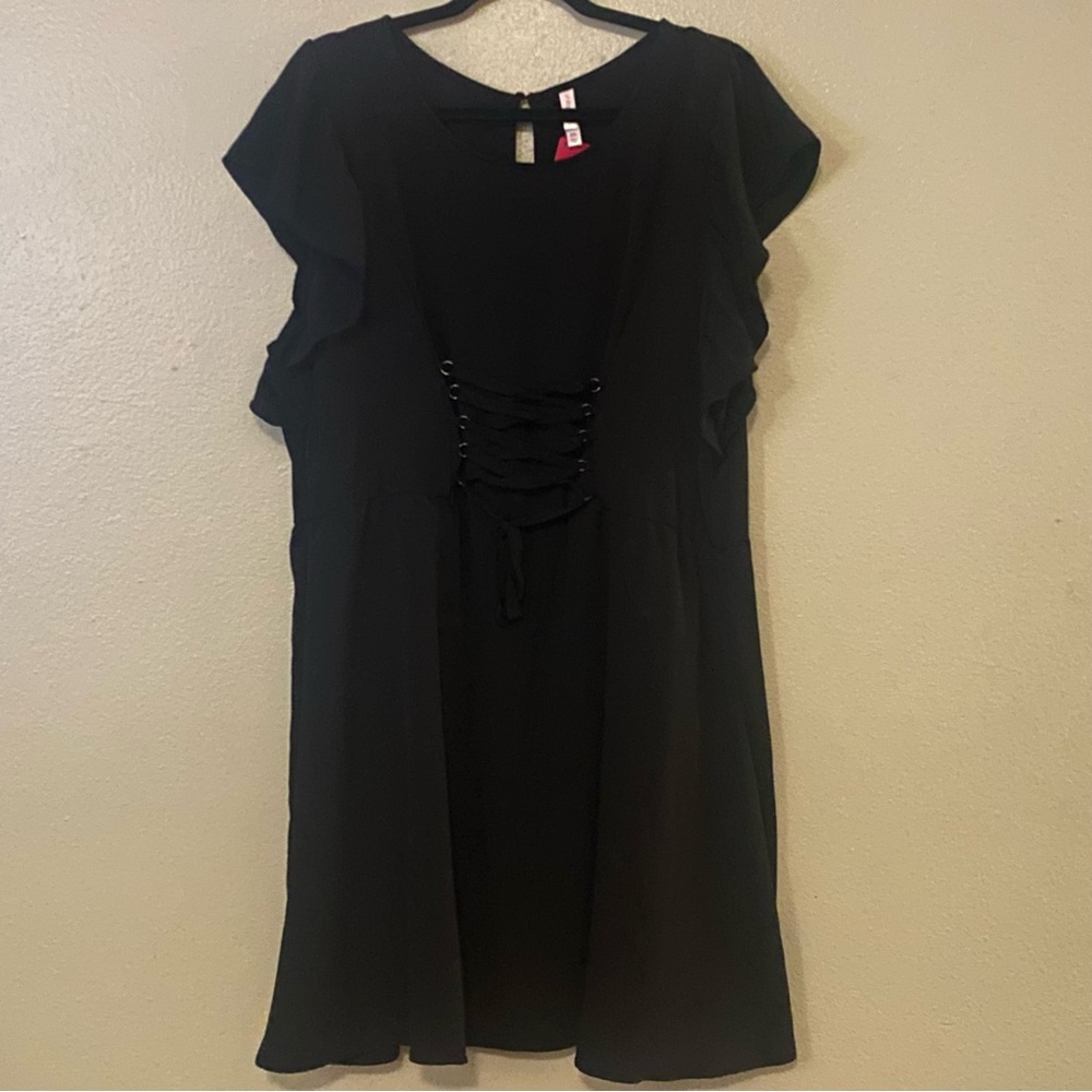 Black Lace Up Dress